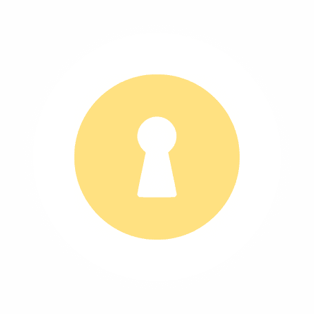 Keyhole symbol in yellow circle