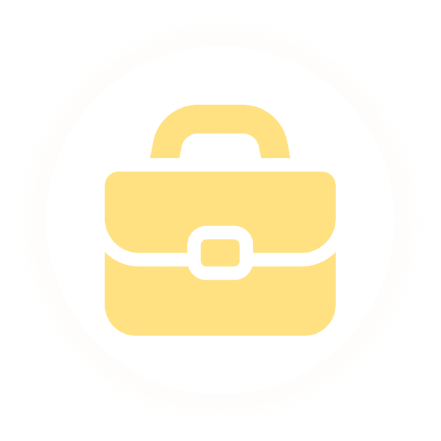 Business suitcase symbol in circle.