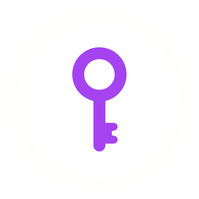 Minimalist purple key graphic